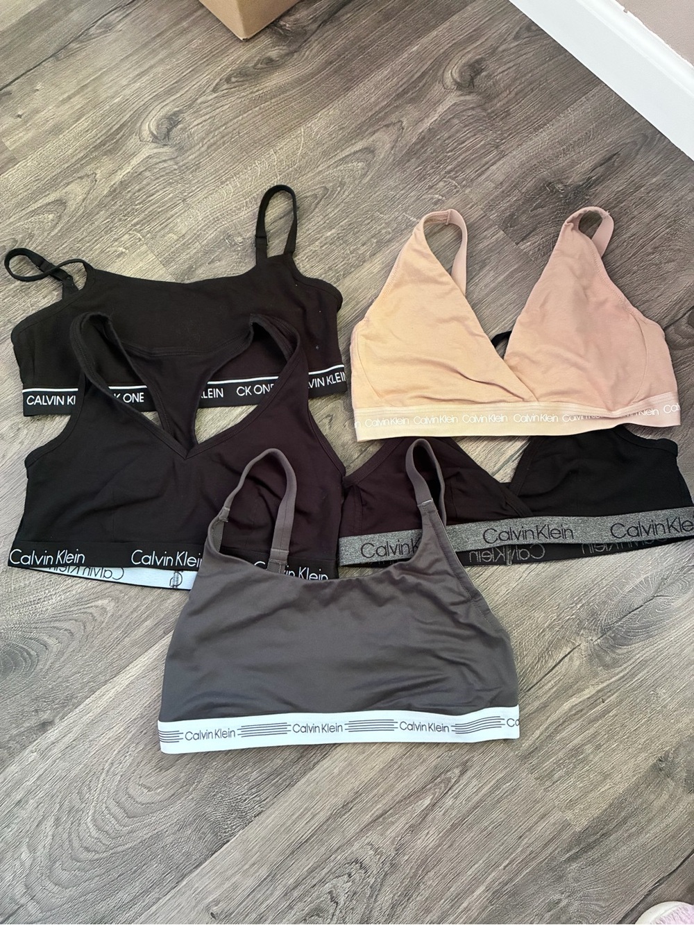 Calvin Klein Bralette Set in Black, Nude, Gray